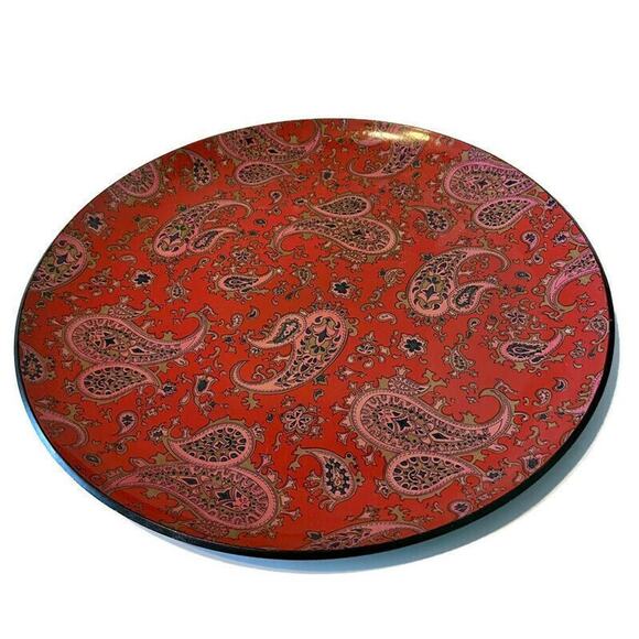 Purple Beaded Serving Trays 70s Paisley Decorative Set of 2 Colorful Hippie 70s - Picture 3 of 10